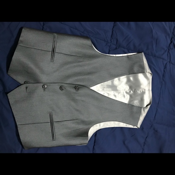 Calvin Klein Slim Fit Suit Vest - Gray Herringbone - Picture 2 of 5